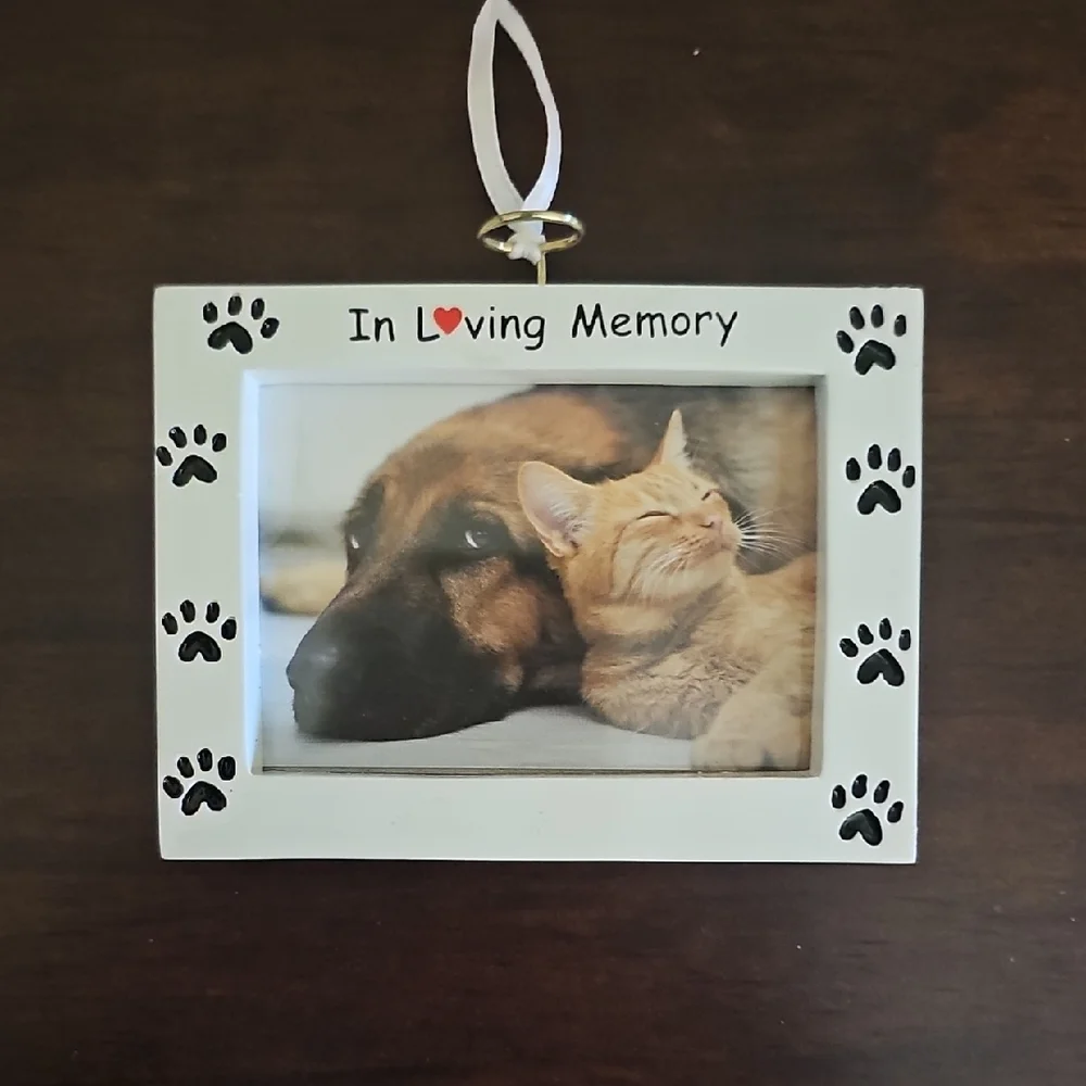 NWT-Pet Memorial Picture Frame with Paw Prints - Picture 1 of 3